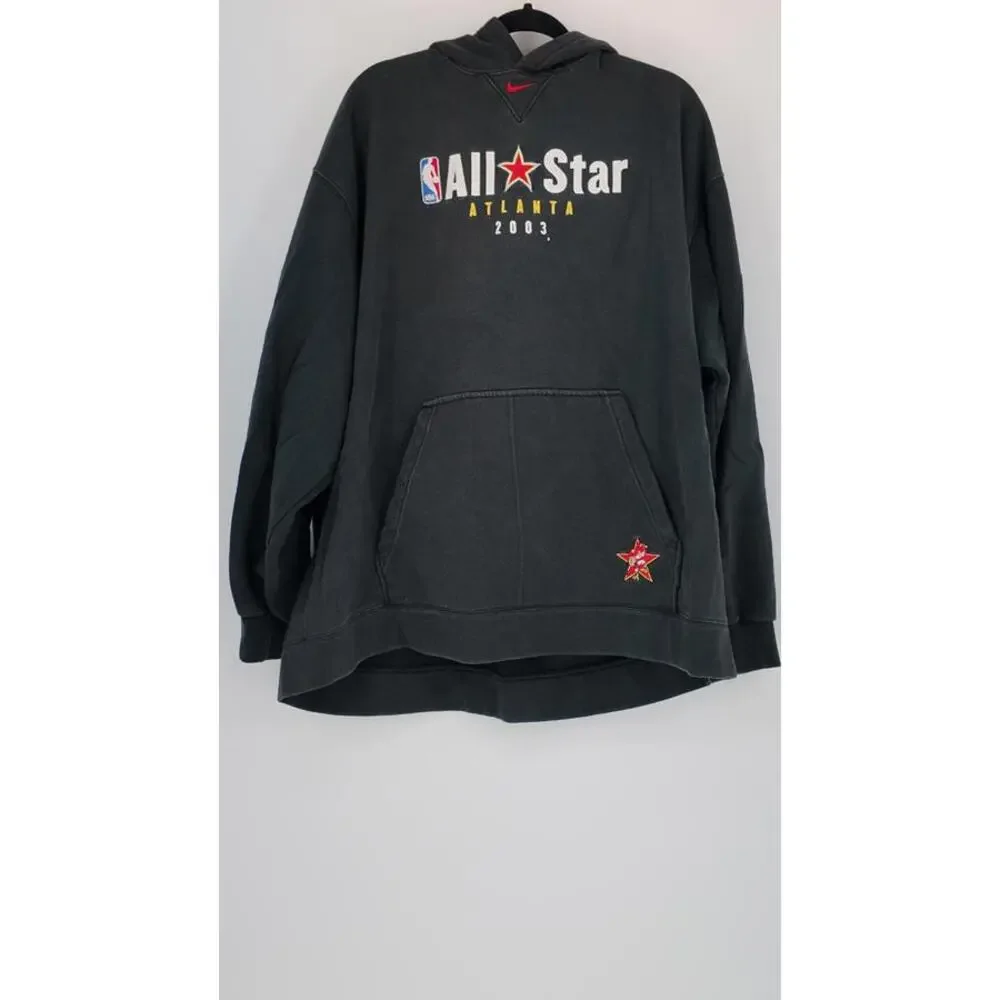 Nike NBA All-Star Atlanta 2003 Hoodie Black Cotton Pullover Sweatshirt XL